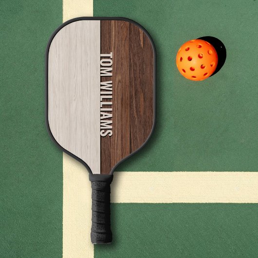 Elegante bruine houten textuur moderne stijl monog pickleball paddle