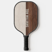 Elegante bruine houten textuur moderne stijl monog pickleball paddle (Voorkant)