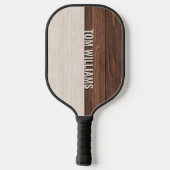 Elegante bruine houten textuur moderne stijl monog pickleball paddle (Achterkant)