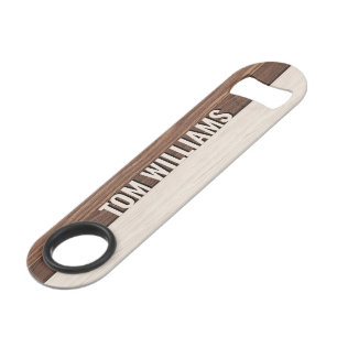 Elegante bruine houten textuur moderne stijl monog speed flessenopener