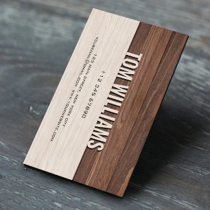 Elegante bruine houten textuur moderne stijl monog visitekaartje