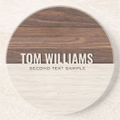 Elegante bruine houten textuur moderne stijl monog zandsteen onderzetter (Voorkant)