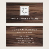 Elegante bruine houtnerf look logo visitekaartje (Voorkant /achterkant)