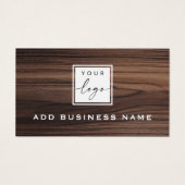 Elegante bruine houtnerf look logo visitekaartje (Voorkant)