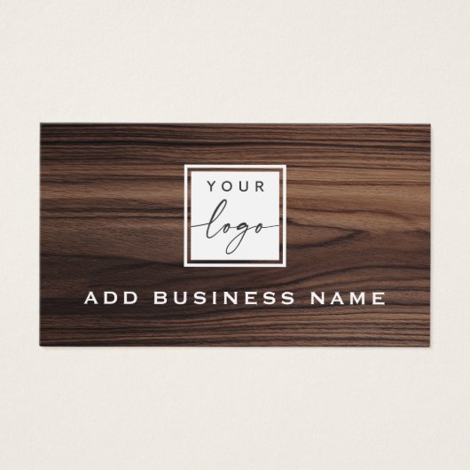 Elegante bruine houtnerf look logo visitekaartje (Voorkant)