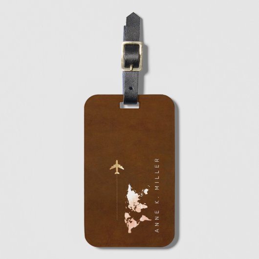 elegante bruine identificatiecode voor reisbagage bagagelabel (Voorkant (verticaal))