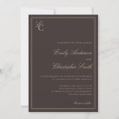 Elegante Bruine Klassieke Bruiloft Kaart (Voorkant)