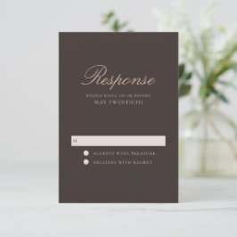 Elegante Bruine Klassieke Bruiloft RSVP Kaartje