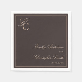 Elegante Bruine Klassieke Bruiloft Servet