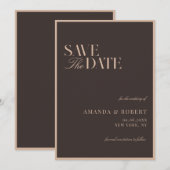 Elegante bruine klassieke oude geld bruiloft save the date (Voorkant / Achterkant)