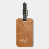Elegante bruine Koe lederen textuur gepersonalisee Bagagelabel (Voorkant verticaal)