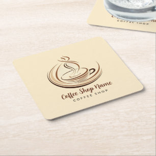Elegante Bruine Koffie espresso business logo shop Kartonnen Onderzetters