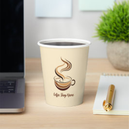 Elegante Bruine Koffie espresso business logo shop Papieren Bekers