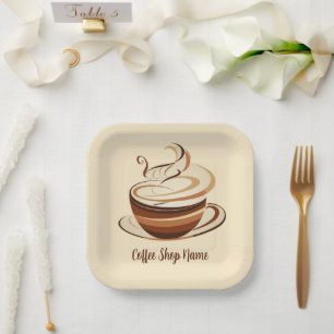 Elegante Bruine Koffie espresso business logo shop Papieren Bordje