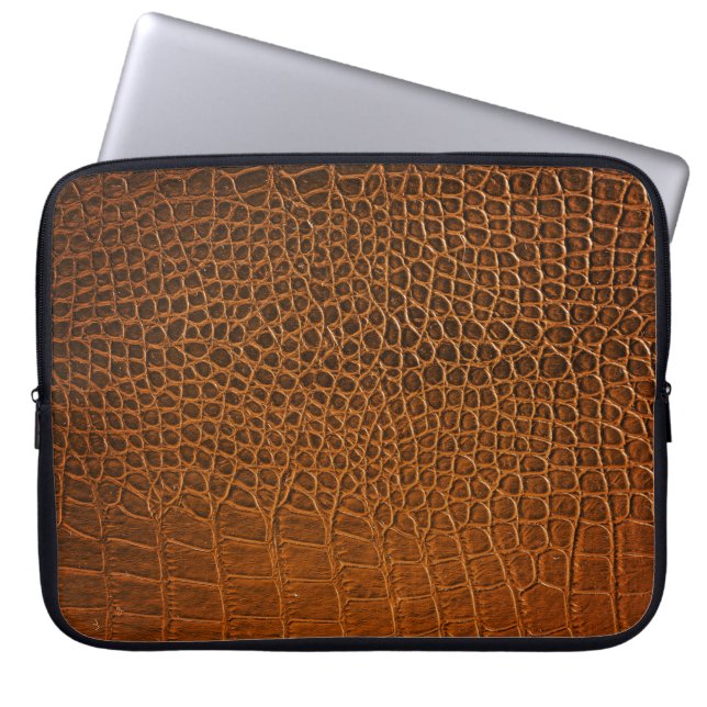 Elegante bruine krokodil lederen textuur. laptop sleeve (Voorkant)