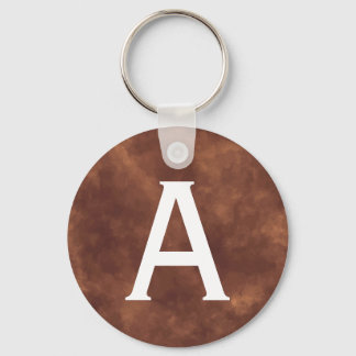 Elegante bruine leren aquarel ronde sleutelhanger 