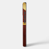 Elegante bruine leren gouden monogram telefoonhoes Case-Mate iPhone case (Achterkant / Links)