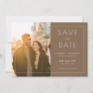 Elegante Bruine Minimalistische Foto Save The Date