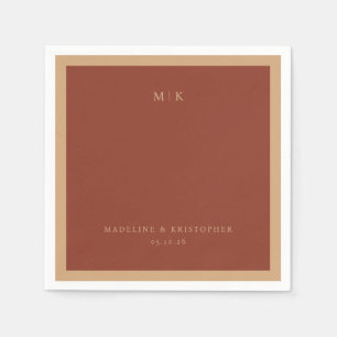 Elegante bruine minimalistische initialen servet