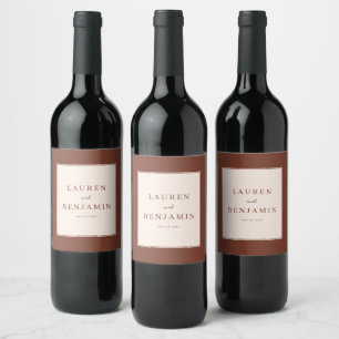 Elegante Bruine Minimalistische Labels Wijn Etiket