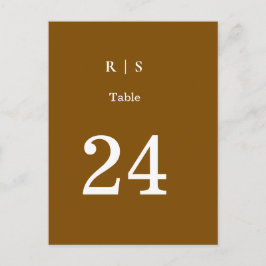 Elegante bruine monogram huwelijkskaart voor tafel aankondigingskaart