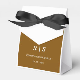 Elegante bruine monogram trouwgunstdoos bedankdoosjes