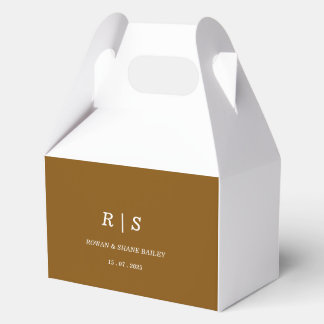 Elegante bruine monogram trouwgunstdoos bedankdoosjes