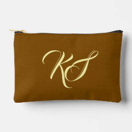 Elegante bruine op maat gemaakte initialen minimal etui
