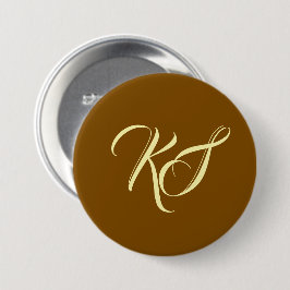 Elegante bruine op maat gemaakte initialen minimal ronde button 7,6 cm