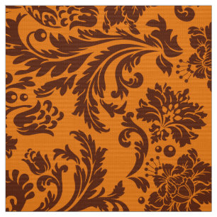 Elegante bruine & Oranje bloemdamast Stof