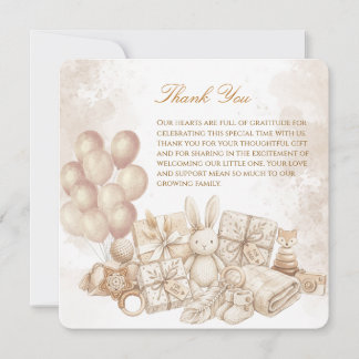 Elegante bruine & pastelkleurige babyshowerkaart bedankkaart