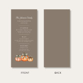 Elegante bruine pompoenen Thanksgiving Menu