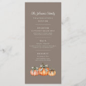 Elegante bruine pompoenen Thanksgiving Menu (Voorkant)