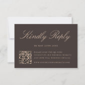 Elegante bruine QR-code bruiloft RSVP Kaartje (Voorkant)