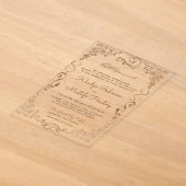 Elegante bruine rand moslim bruiloft acryl uitnodigingen (Laagn)