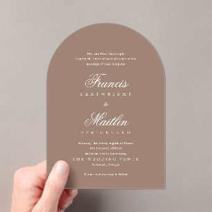 Elegante Bruine Romantische Bruiloft Acryl Uitnodigingen