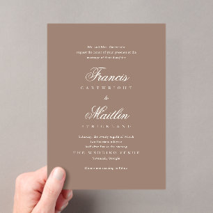 Elegante Bruine Romantische Bruiloft Acryl Uitnodigingen