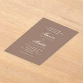 Elegante Bruine Romantische Bruiloft Acryl Uitnodigingen (Laagn)