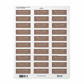 Elegante Bruine Romantische Bruiloft Etiket (Full Sheet)