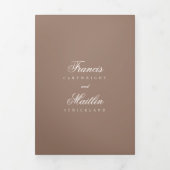 Elegante Bruine Romantische QR Code Bruiloft Drieluik Uitnodiging (Cover)