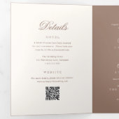 Elegante Bruine Romantische QR Code Bruiloft Drieluik Uitnodiging (Binnenzijde eerst)