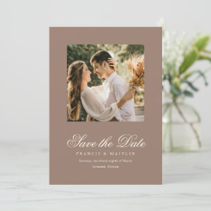 Elegante Bruine Romantische Trouwfoto Huwelijk Save The Date