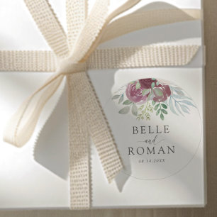 Elegante Bruine Roos Waterverf Bruiloft Ronde Sticker