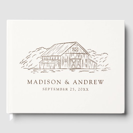 Elegante Bruine Rustieke Schuur Foto bruiloft Gastenboek (Voorkant)