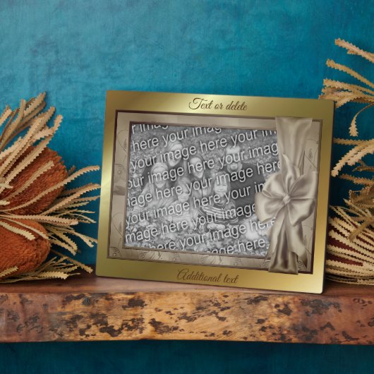 Elegante bruine satijnen strik Maak je eigen foto  Fotoplaat (Zijkant)