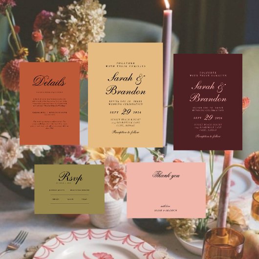 Elegante bruine script huwelijksuitnodiging kaart