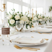 Elegante Bruine Script Minimalistische Trouwdag Waterfles Etiket