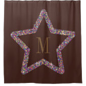 Elegante bruine ster glinsterend monogram  douchegordijn (Voorkant)