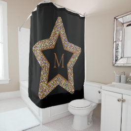 Elegante bruine ster glinsterend monogram  douchegordijn