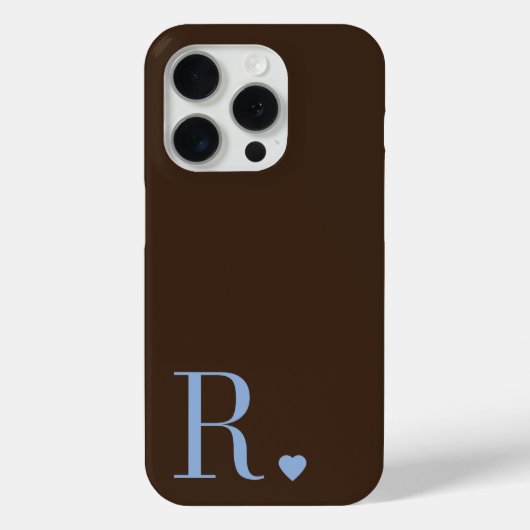 Elegante bruine & stoffige blauwe monogram initiaa Case-Mate iPhone case (Achterkant)